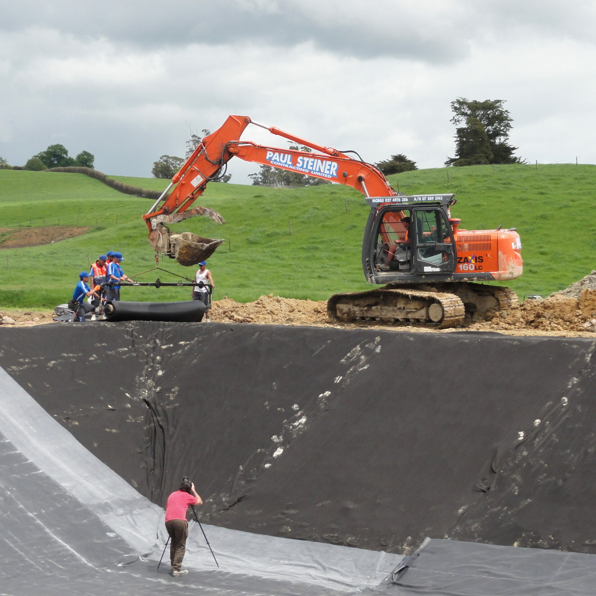 Effluent pond liner install